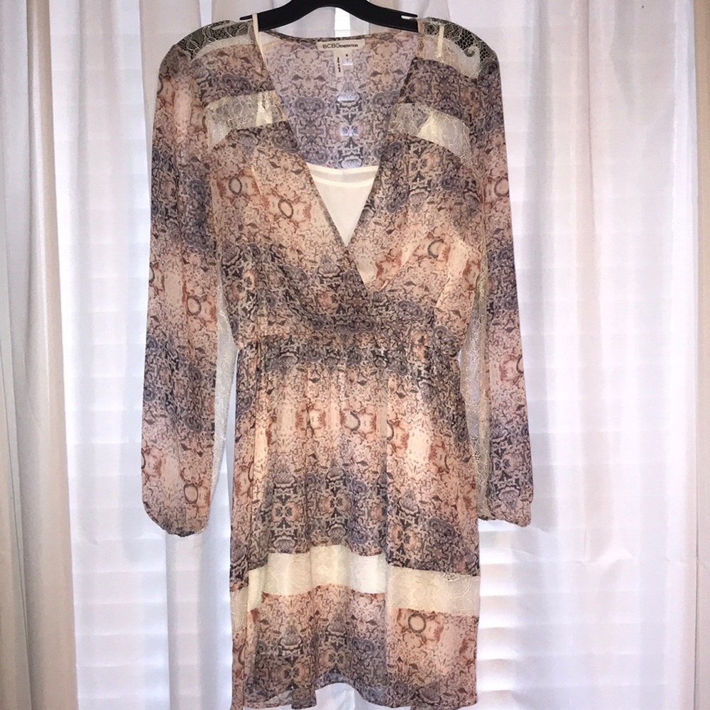 BCBG long sleeve pattern dress